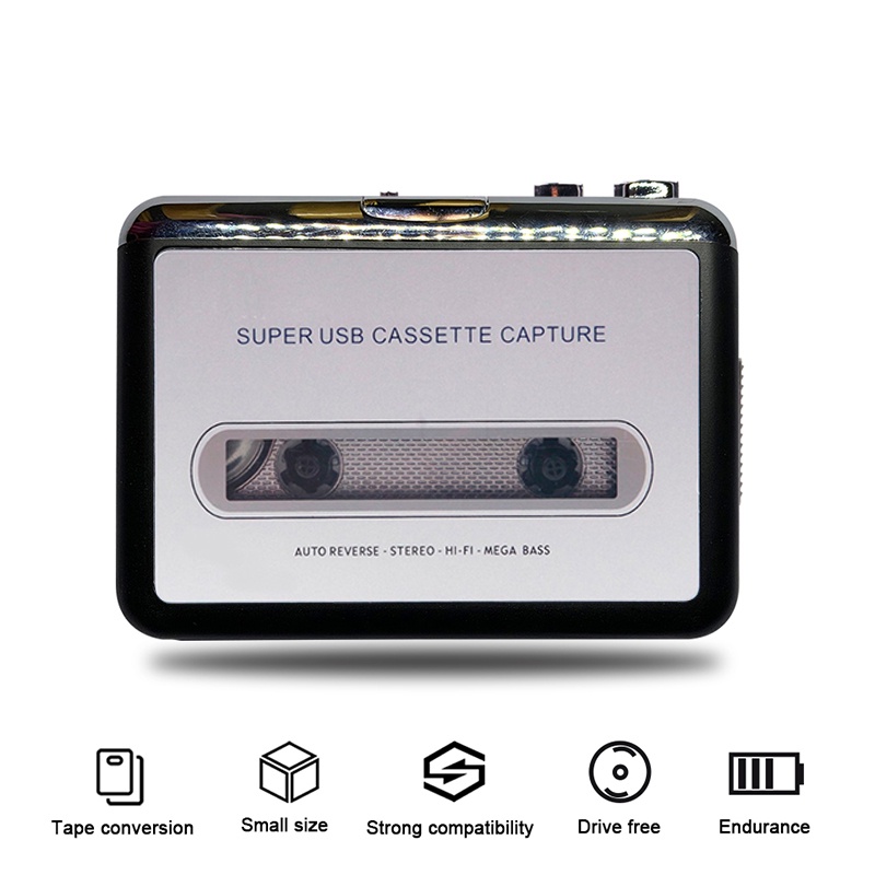Máy chơi Cassette + chuyển sang định dạng MP3 Máy nghe nhạc chuyển đổi băng cát-xét kèm cáp USB chuyên dụng Máy phát băng cát sét chuyển đổi sang MP3