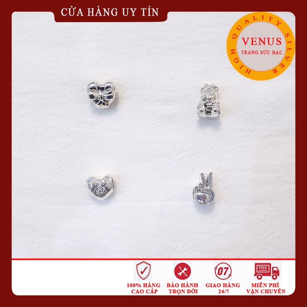 [Charm bạc 925 cao cấp] Charm bạc gấu mẹ ôm gấu con- Mã sản phẩm VENUSS5