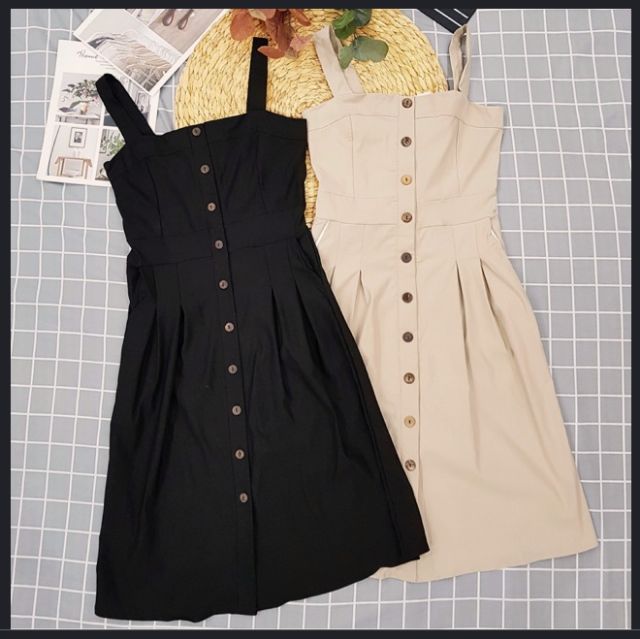 Váy hai dây ulzzang cúc gỗ