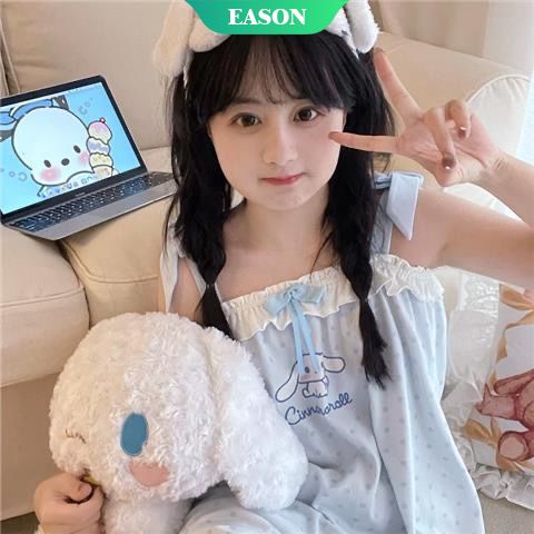 Đồ ngủ Ngắn Tay Hai Dây Họa Tiết Hoạt Hình Cinnamoroll 2022 Dễ Thương Cho Nữ