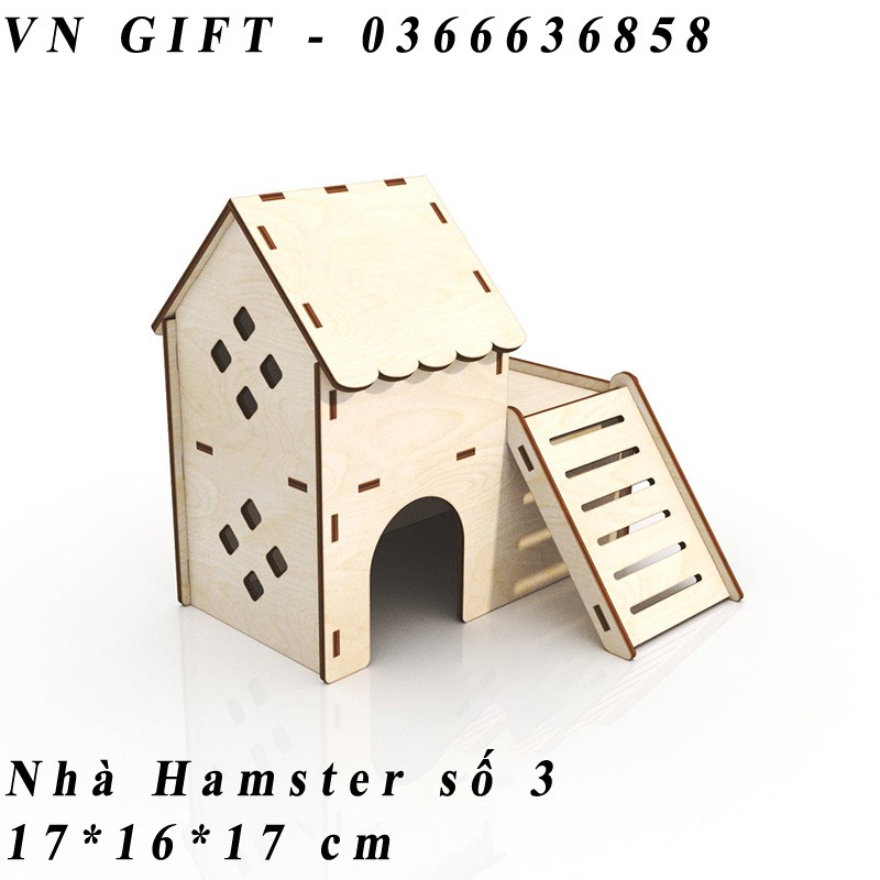 [Phụ kiện hamster ] Nhà chòi cho hamster KT 16*16*16 cm gỗ bạch dương 3mm