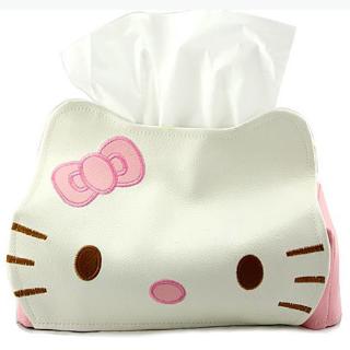 Hộp khăn giấy bằng da Hello Kitty
