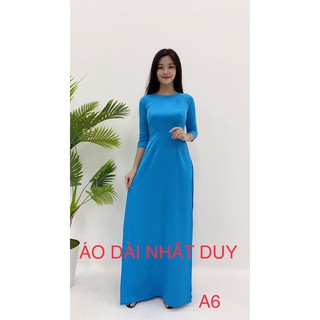 Áo dài trơn 2 tà màu xanh dương. chất lụa tô châu cao cấp giá siêu rẻ -mã a6