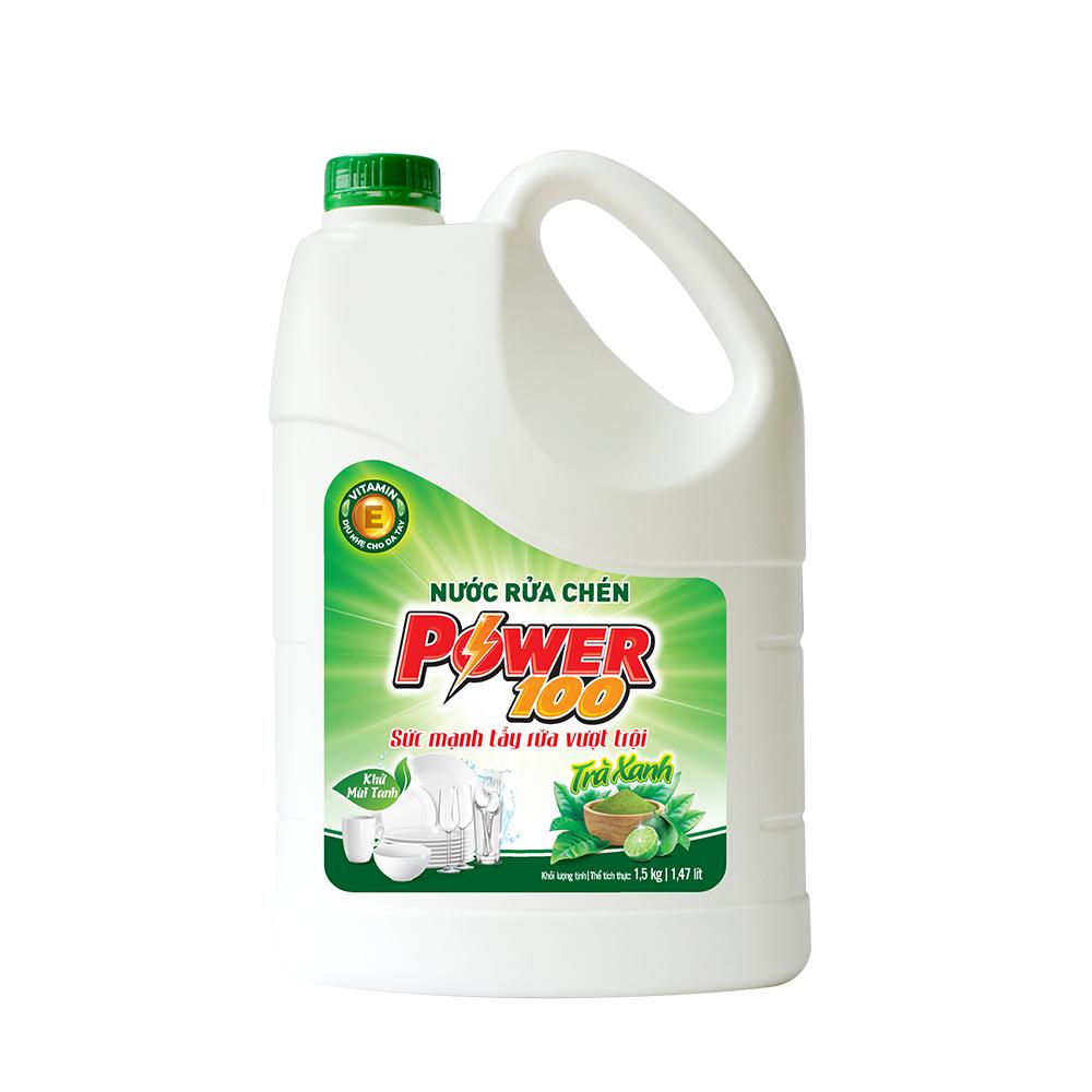 Nước rửa chén POWER100 Trà xanh 1.5kg/Can