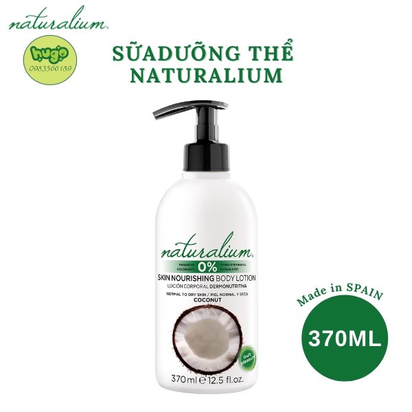 Sữa Dưỡng Thể Naturalium Body Lotion Hương Dừa Làm Sáng Da  xuất xứ Tây Ban Nha 370ml Hugo Shop