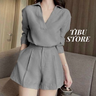 Set đồ nữ TIBU, bộ quần short đùi áo form rộng tay lỡ, sooc phông mặc ở nhà đi chơi