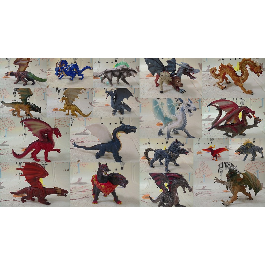 Mô hình mô phỏng các sinh vật thần thoại Rồng băng, Sói Tuyết, Ceberus, Chimera, Wyvern, Phượng Hoàng
