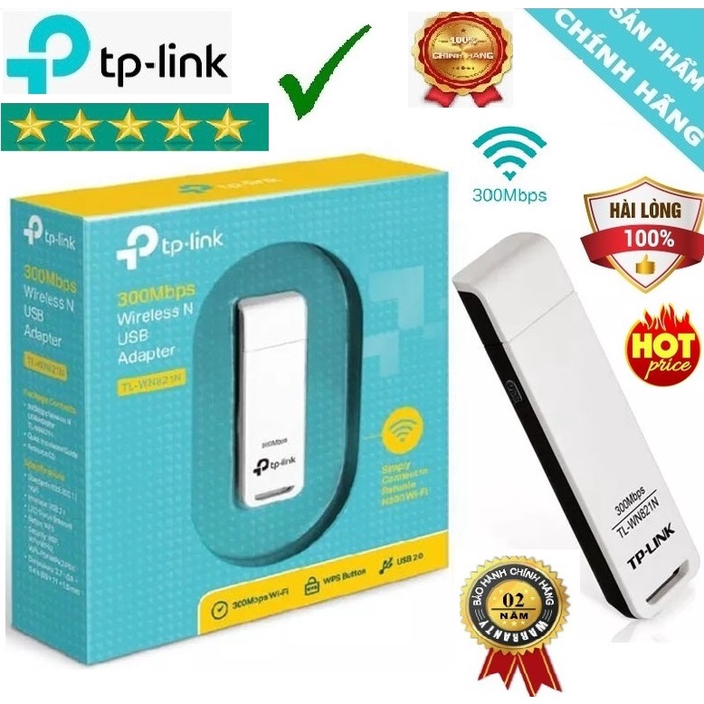 Bộ Thu WiFi TPLink TL-WN821N Wireless USB chuẩn N 300Mbps