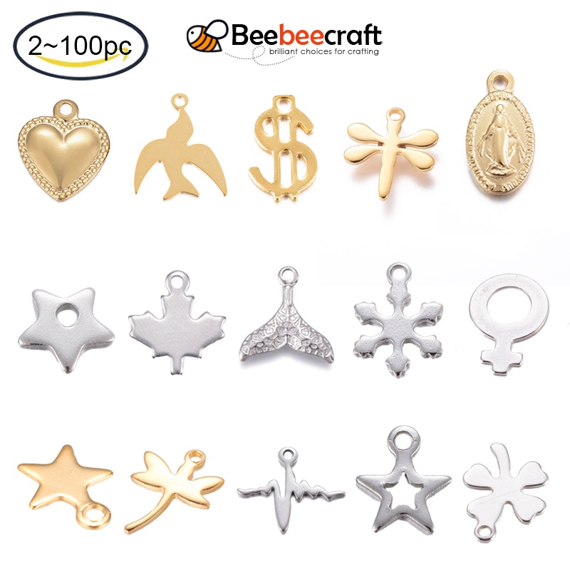 Set 2-100 Charm Lỗ Trái Tim Bằng Thép Không Gỉ 304 10x8x0.8mm 1mm