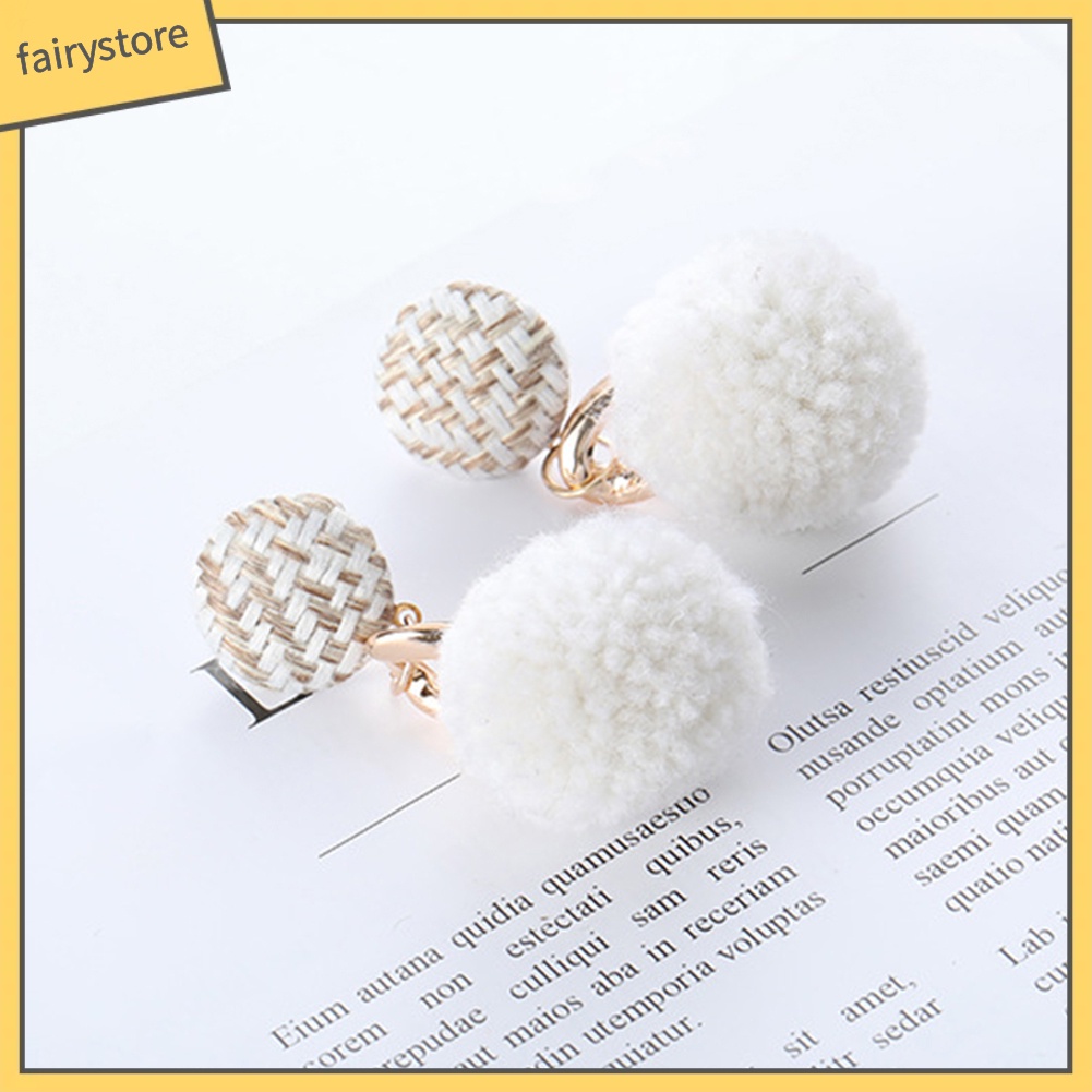 Bông Tai Dáng Dài Phối Cục Bông Đáng Yêu Cho Nữ