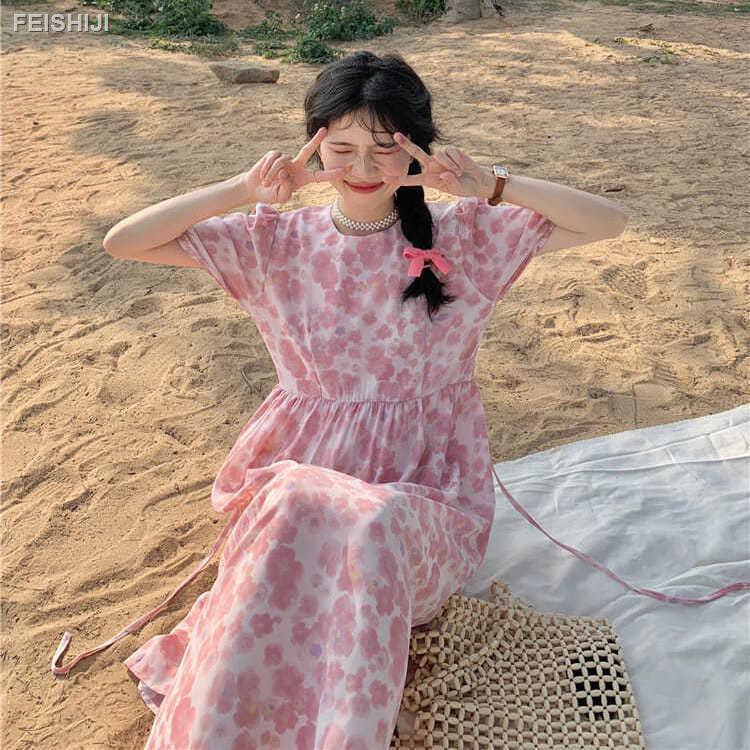 Đầm Midi Nữ Tay Phồng In Hoa Thời Trang Hè 2021 (Trong 15 Ngày)