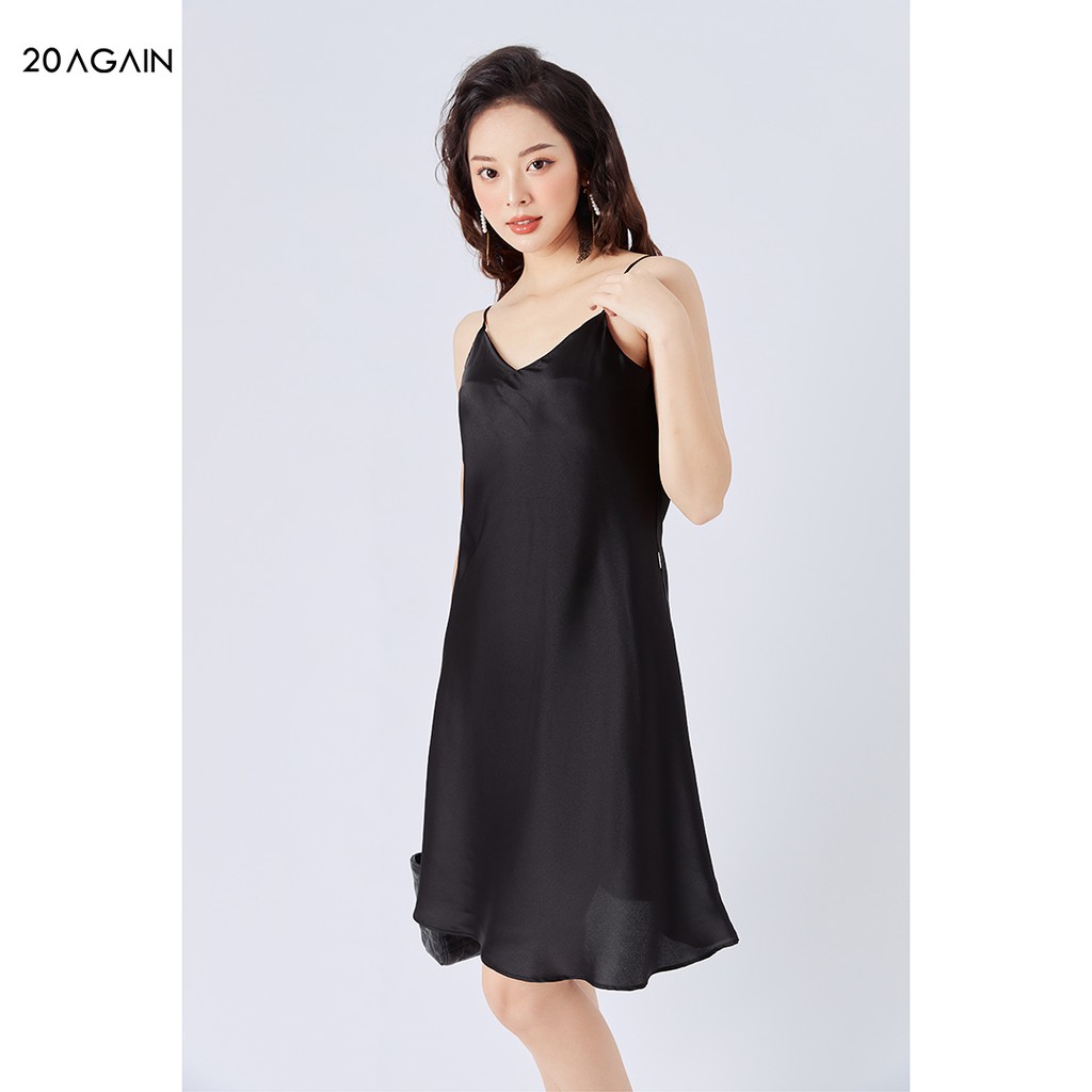 Váy ngủ 2 dây dáng suông 20AGAIN, thiết kế sexy, chất liệu lụa mềm mại thoáng mát, 3 màu đủ size NDA2061