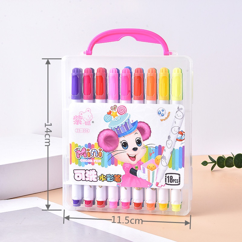 Bút màu nước 12 màu /18 màu / 24 màu / 36 màu hộp nhựa có quai sách tiện dụng , màu sắc tươi sáng - 1 hộp