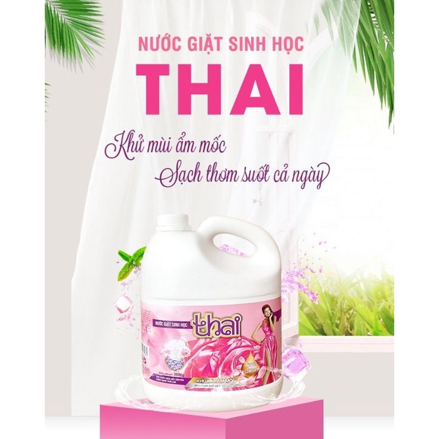 Nước Giặt Sinh Học THAI, Màu Hồng Hương Comfort Khử Mùi Hiệu Quả, Can 3,6L