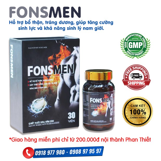 FONSMEN - Hỗ trợ bổ thận, tráng dương, giúp tăng cường sinh lực và khả năng sinh lý nam giới, giảm nguy cơ mãn dục