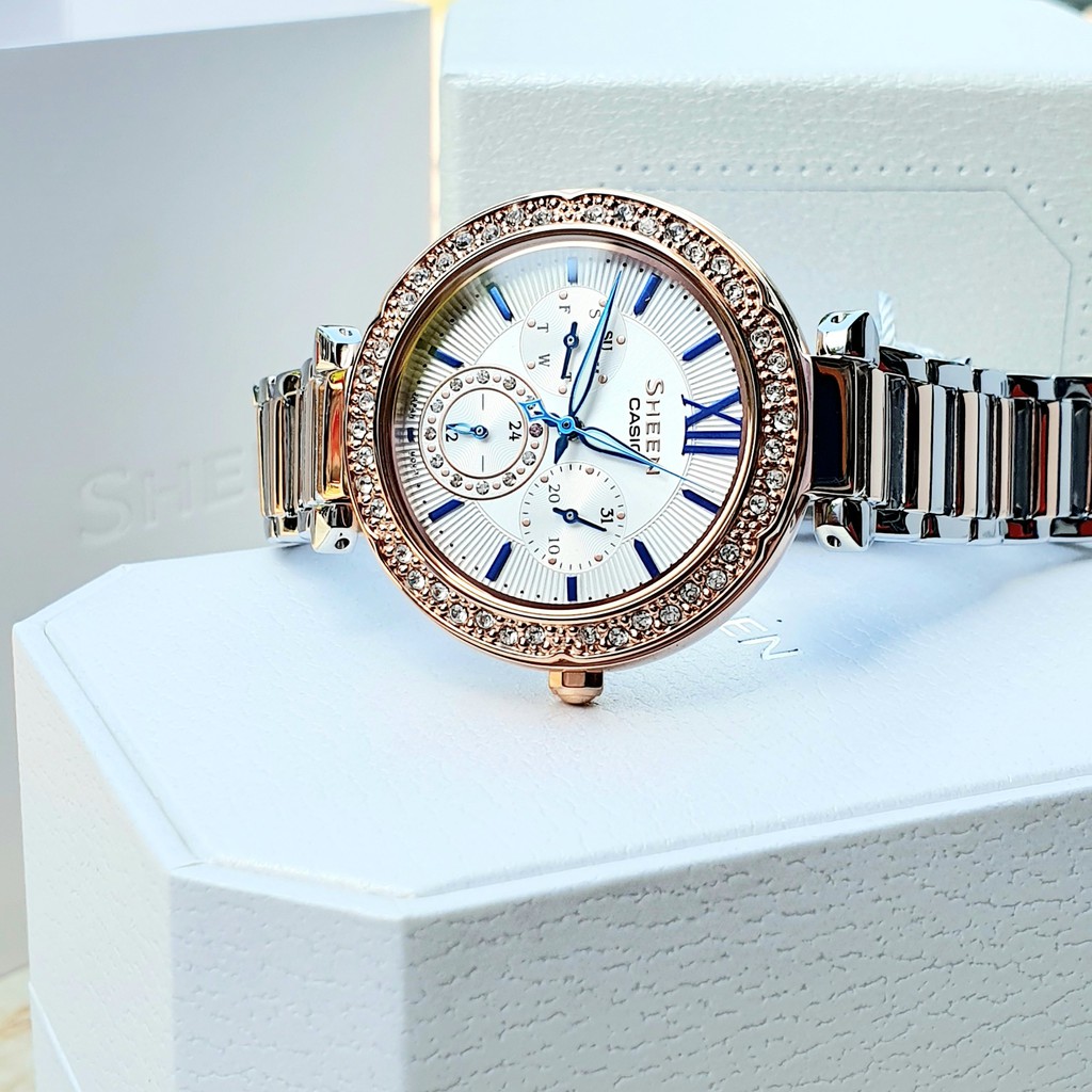 Đồng hồ nữ Casio Sheen SHE-3061PSG-7b - Máy Quartz Pin - Kính khoáng