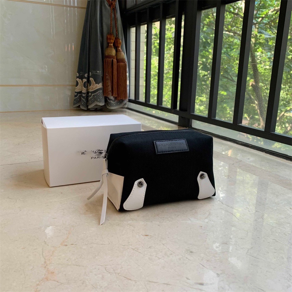 Túi Đựng Mỹ Phẩm Bằng Vải Canvas Phối Da Sức Chứa Lớn Tiện Dụng
