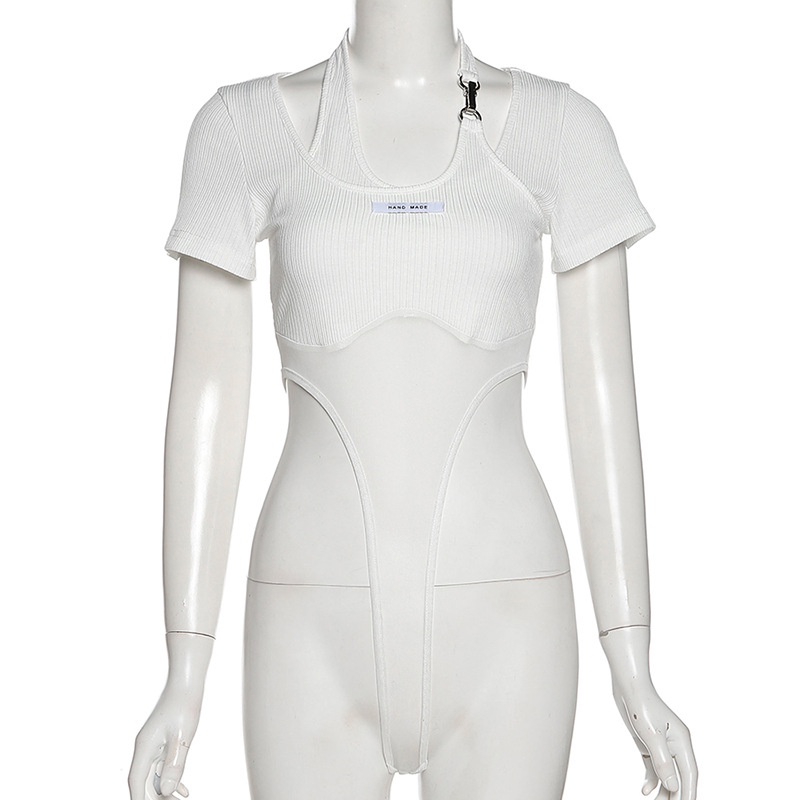 Jumpsuit Tay Ngắn Phối Lưới Thiết Kế Quyến Rũ Cho Nữ