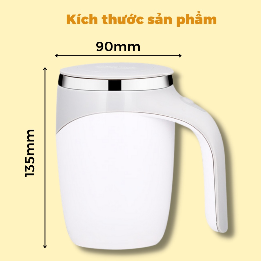 Cốc Giữ Nhiệt Inox 304 Khuấy Nam Châm Tự Động Bằng Thép Không Rỉ Cao Cấp - Dung Tích 380ml