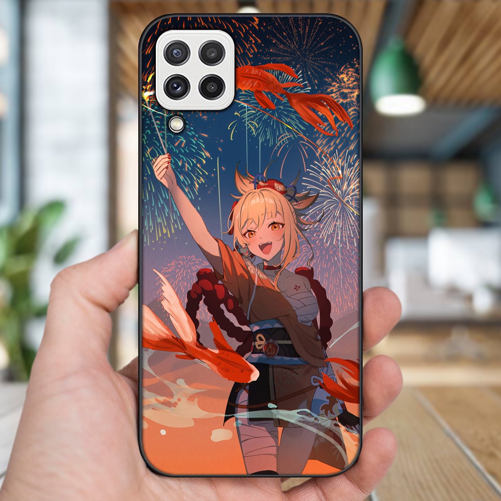 Ốp lưng Samsung A22 4G, A22 5G viền đen in hình Yoimiya Genshin Impact