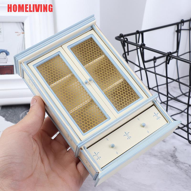 Mô Hình Tủ Chén Màu Trắng Tỉ Lệ 1: 12 Trang Trí Nhà Búp Bê