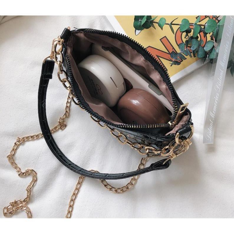 Túi Xách Nữ  Túi  Kẹp Nách Da Vân Cá Sấu Kết Hợp Dây Xích Thời Trang | BigBuy360 - bigbuy360.vn