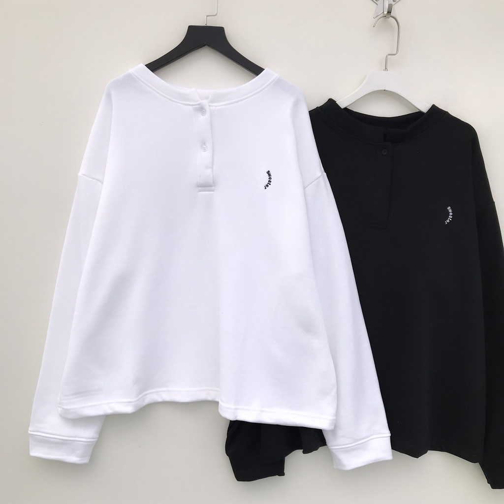 Áo SWEATER CỔ TRỤ THÊU CHỮ Ulzzang Unisex 1hitshop