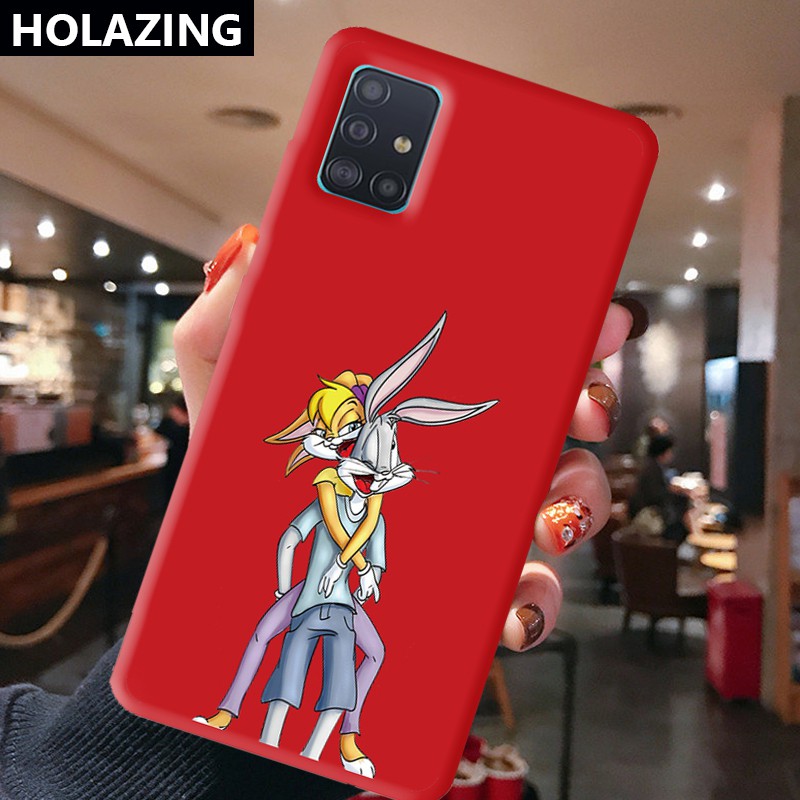 Samsung Galaxy A50 A30 A50S A30S A20S A10S Galaxy A51 A71 A01 A11 A30 A20 A70 A80 A70S Candy Color Phone Cases vỏ điện thoại Bugs Bunny Couple Soft Silicone Cover