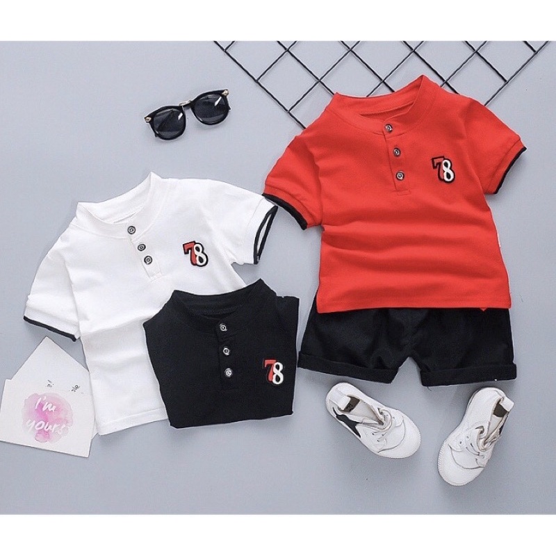 Đồ bộ bé trai 78 chất liệu cotton thấm hút mồ hôi thoáng mát thanh lịch.