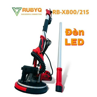 Máy chà tường tay xoa tường dài RUBYQ tặng 6 miếng giấy nhám có ống hút túi thồi bui tay dài đèn LED