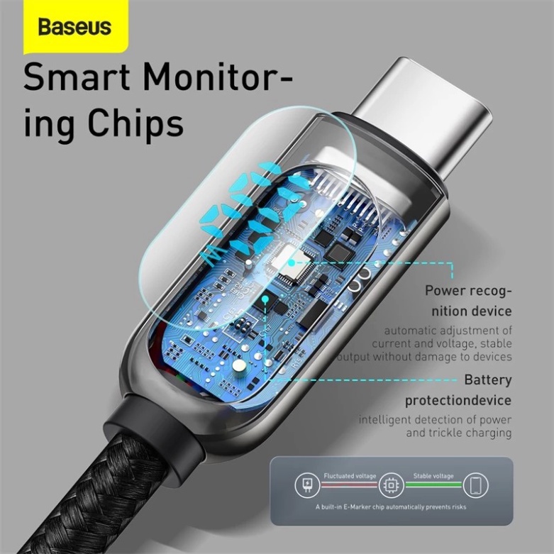 Cáp sạc nhanh type C Baseus PD 100W cho MacBook 2021 2020 Xiaomi