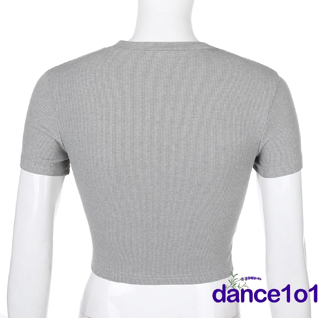 Áo thun tay ngắn màu trơn thanh lịch tùy chọn màu sắc dành cho nữ