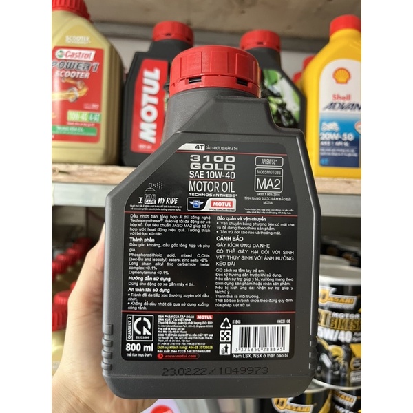 Dầu nhớt xe số, côn tay 0.8L Motul 3100 Gold
