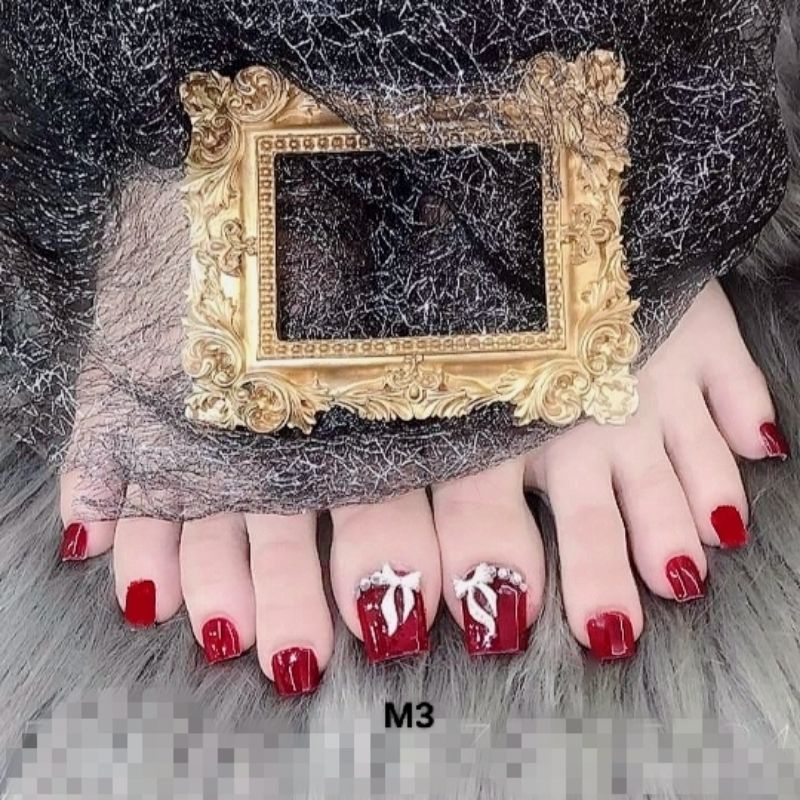 Bộ 24 móng chân giả đính đá nhiều mẫu Belly nail bộ 24 móng chân giả