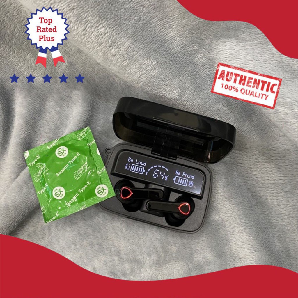 Tai nghe bluetooth không đây M19 Pro nghe nhạc EDM remix cực đã pin siêu trâu dock sạc có led màn hình tráng gương