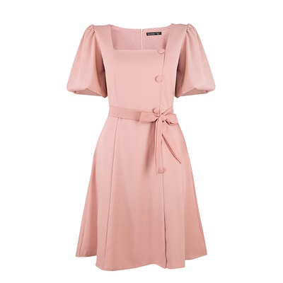 LUU'S COLLECTION - Đầm mini cổ vuông cài nút