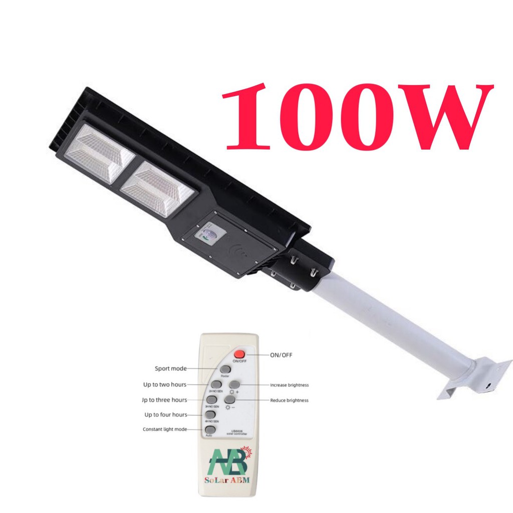 100W ĐÈN ĐƯỜNG NĂNG LƯỢNG MẶT TRỜI , TẤM PIN LIỀN THỂ , IP67 CHỐNG NƯỚC ABM Solar