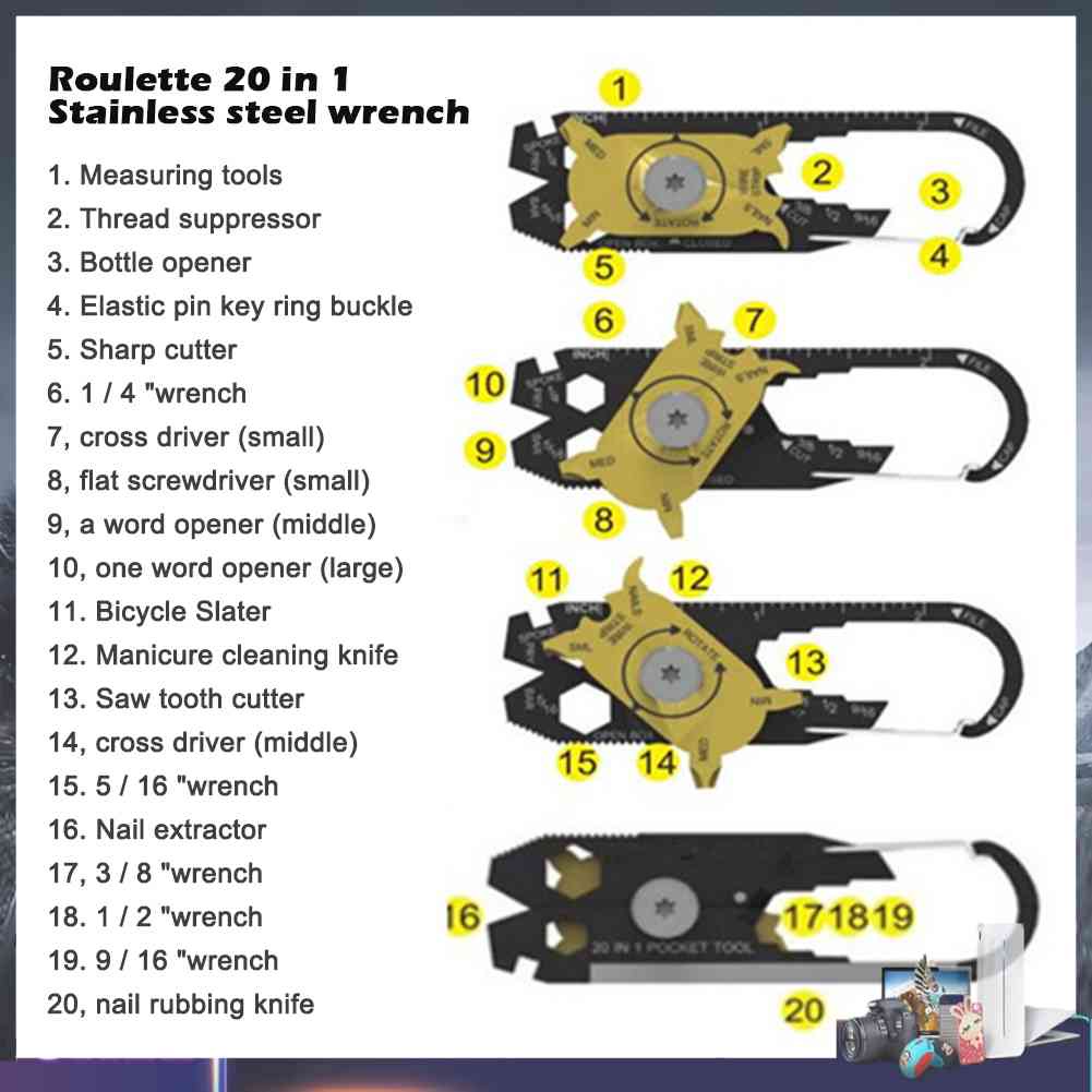 Dụng Cụ Tua Vít Thép Bỏ Túi EDC 20 Trong 1