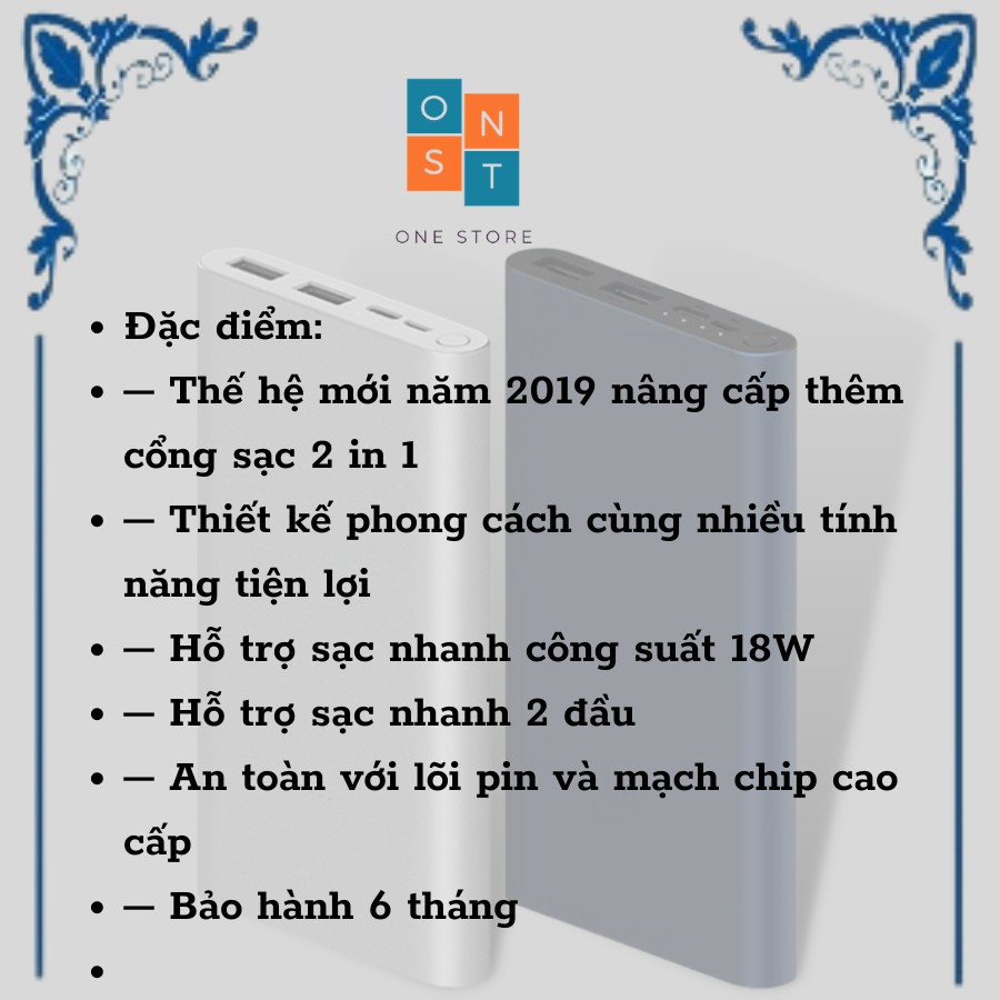 Sạc Dự Phòng Xiaomi Gen 3 Phiên Bản Nâng Cấp 2S Version 2018 10000 mAh 2 Cổng USB 1 Type C Hỗ Trợ QC 3.0