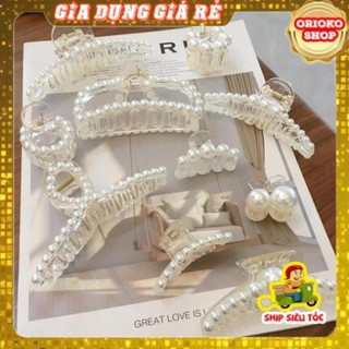 🔥𝐒𝐈𝐄̂𝐔 𝐇𝐎𝐓🔥 Kẹp Tóc Hàn Quốc Hottrend Cho Nữ Set 10 NGỌC TRAI có Kẹp Càng Cua