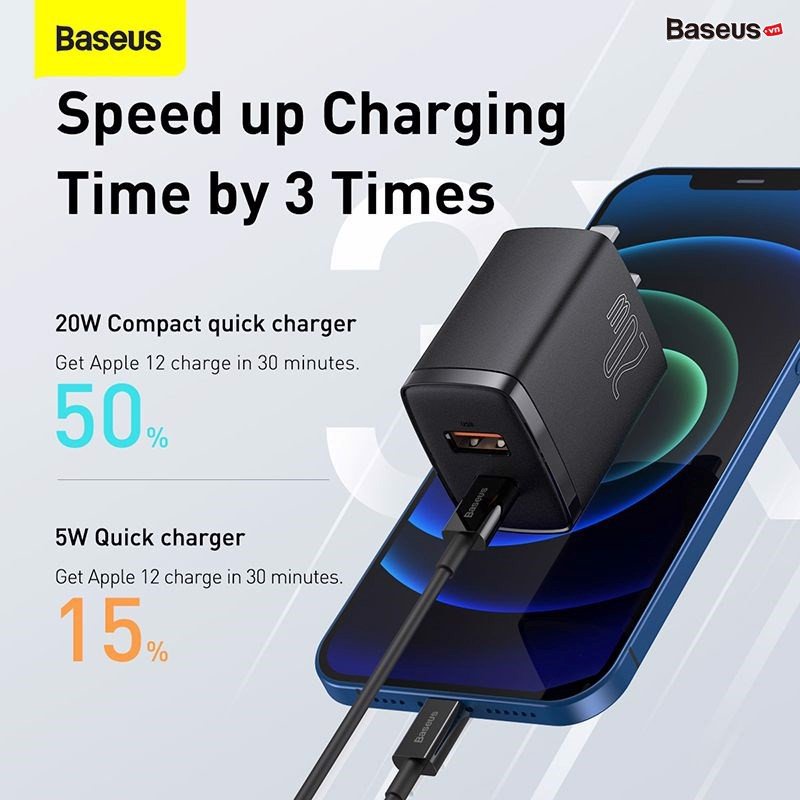 Cốc sạc nhanh siêu nhỏ gọn Baseus Compact Quick Charger 20W