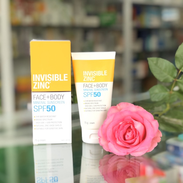 Kem chống nắng Invisible ZinC SPF 50 Úc, chống nắng vật lý dùng được cho nhạy cảm, da mụn, cho phụ nữ mang thai