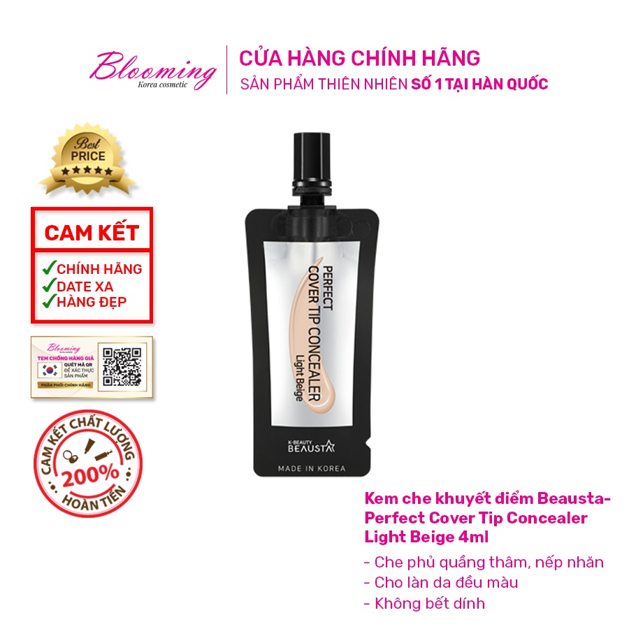 Kem che khuyết điểm Beausta-Perfect Cover Tip Concealer Light Beige 4ml