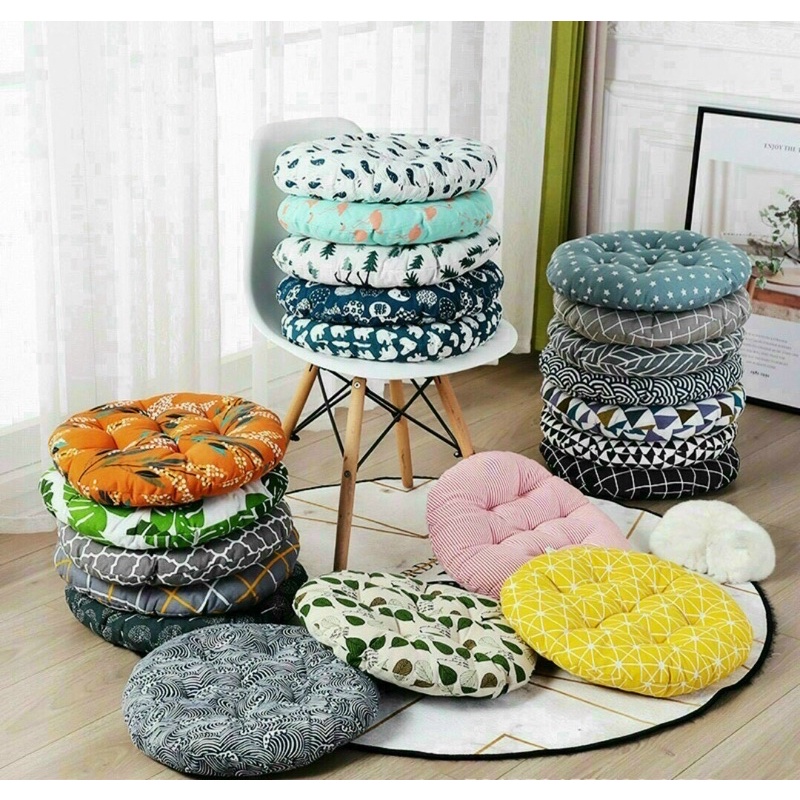 Set 2 cái Đệm Ngồi Bệt, Đệm Ngồi Tròn Họa Tiết Nhiều Màu