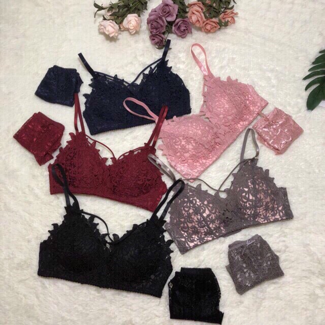 ( Anannshop ) Bộ đồ lót ren quyến rũ không gọng mút mỏng cao cấp | BigBuy360 - bigbuy360.vn