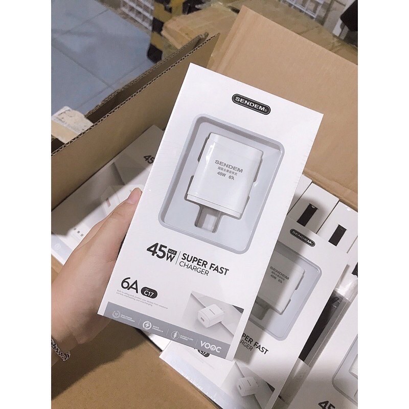 Củ sạc 45W 6A sạc siêu nhanh nhiều dòng máy C17 sendem