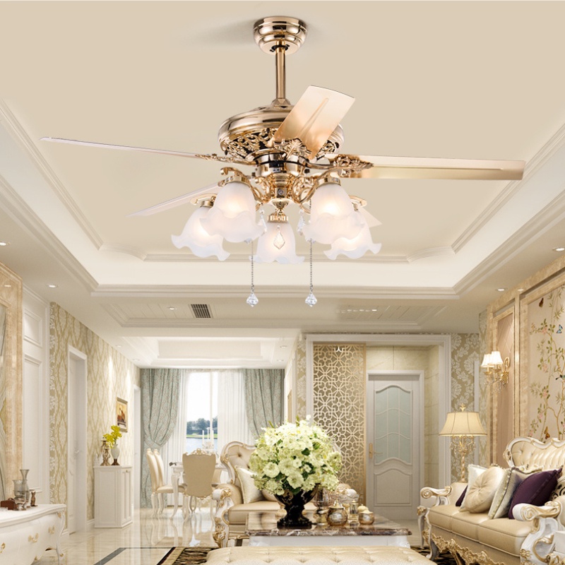 Quạt trần, quạt trần đèn 006 loại 6 cấp độ gió kèm khiển trang trí phòng khách sang trọng