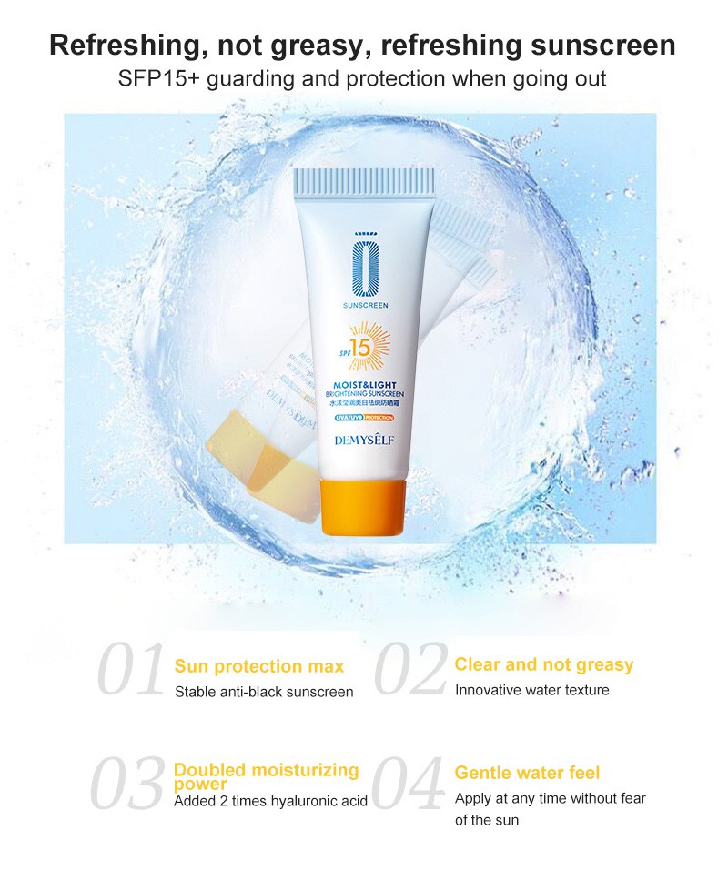 [Hàng mới về] Kem Chống Nắng Spf 15 Làm Trắng Dưỡng Ẩm Kiểm Soát Dầu Cho Da Mặt Và Cơ Thể