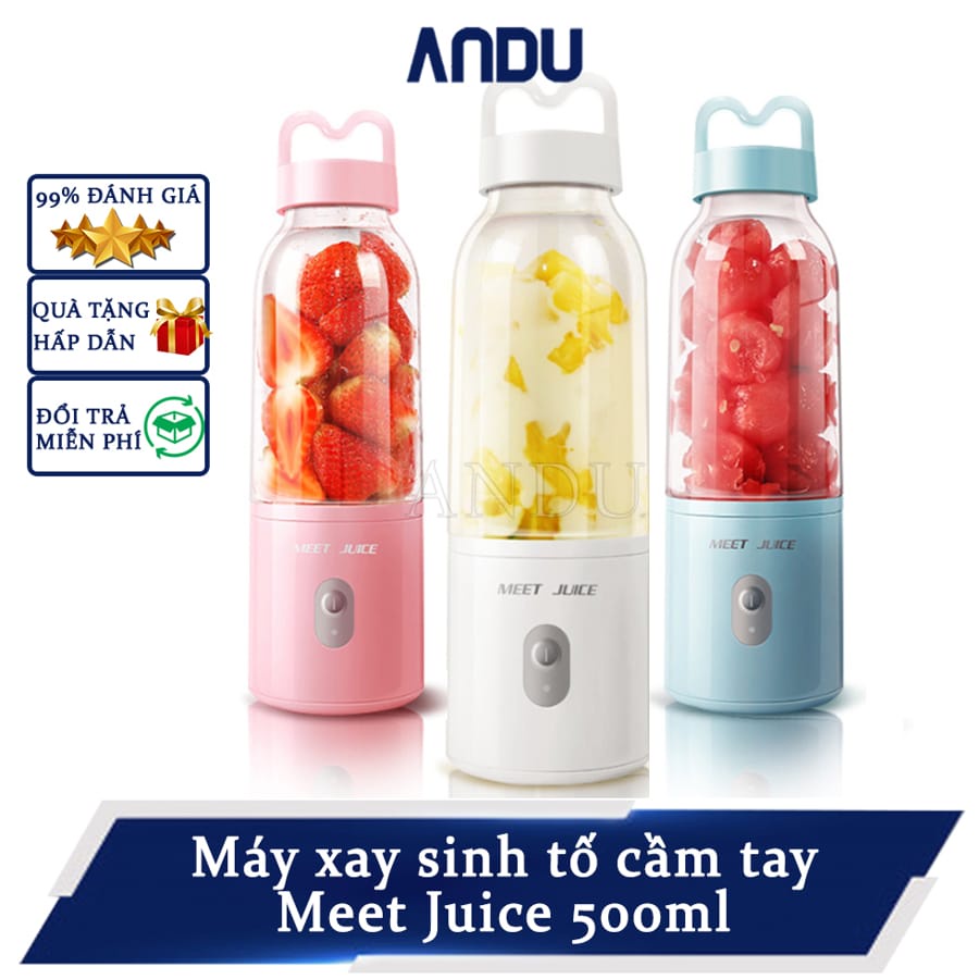 Máy xay sinh tố mini cầm tay Meet Juice 500ml Xay Cực Nhanh Cao Cấp, An Toàn