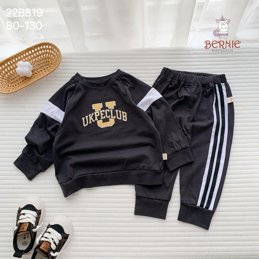 Bộ bé trai phối tay giáp lăng hoạ tiết Ukpeclub, chất liệu cotton mềm xịn sò ấm áp